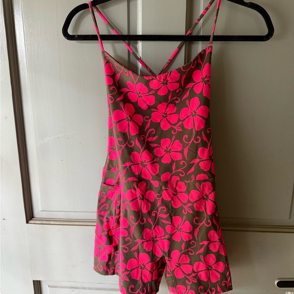 Floral Pink and Brown Romper